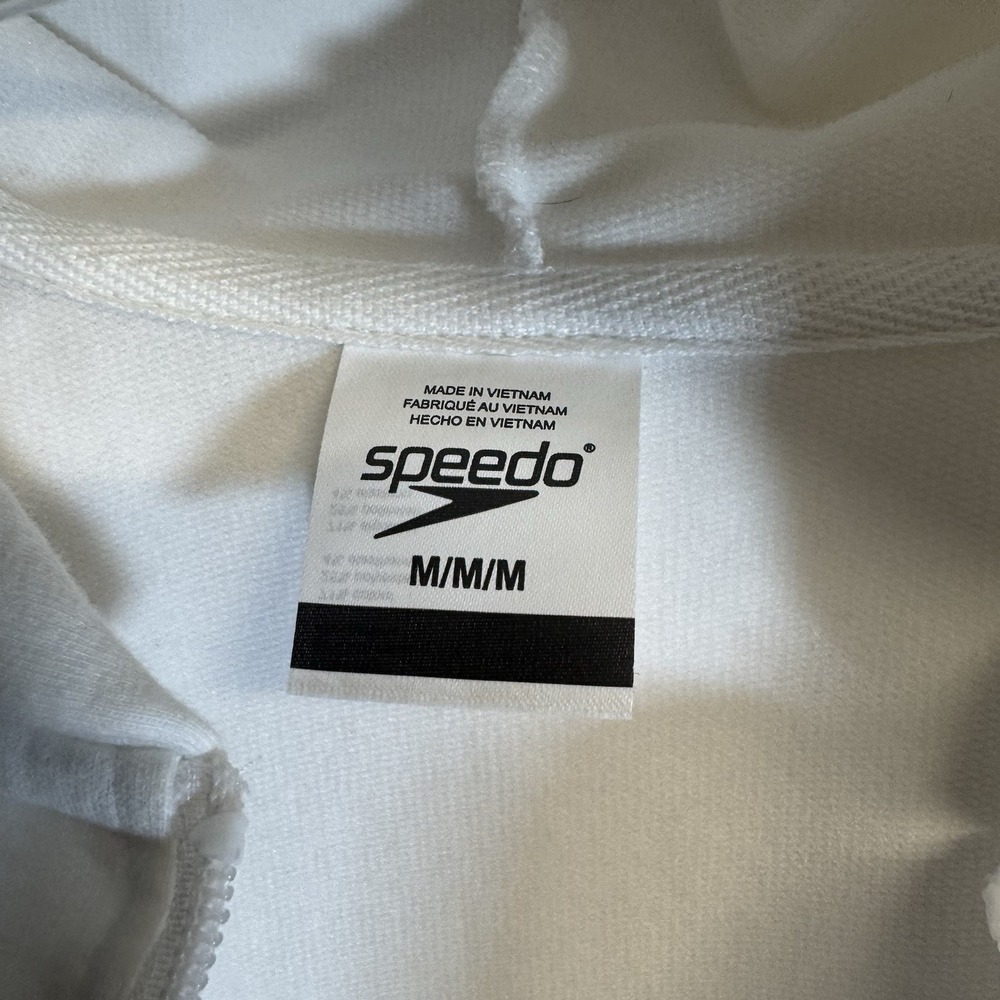 Speedo Hooded Lightweight Cover Up Medium White Robe Swim Aquatic Fitness - Picture 3 of 6
